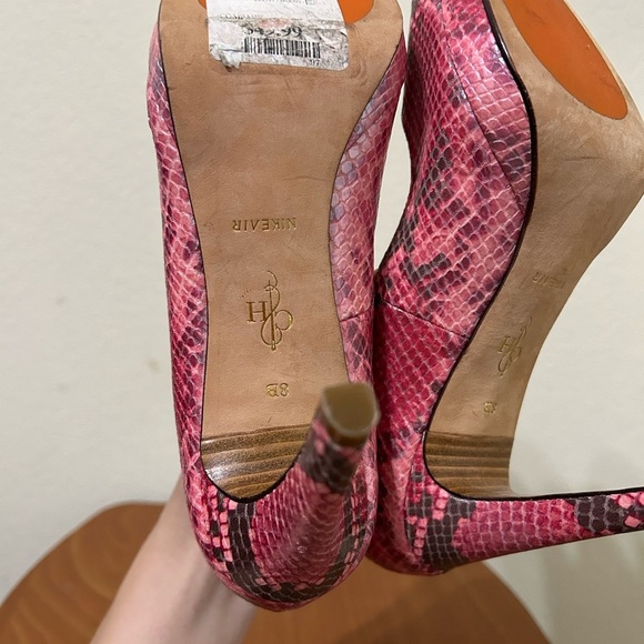 Cole Haan Pink Leather Nike Air Snakeskin Print Chelsea Pink Heel Women's Size 8 - Picture 9 of 12